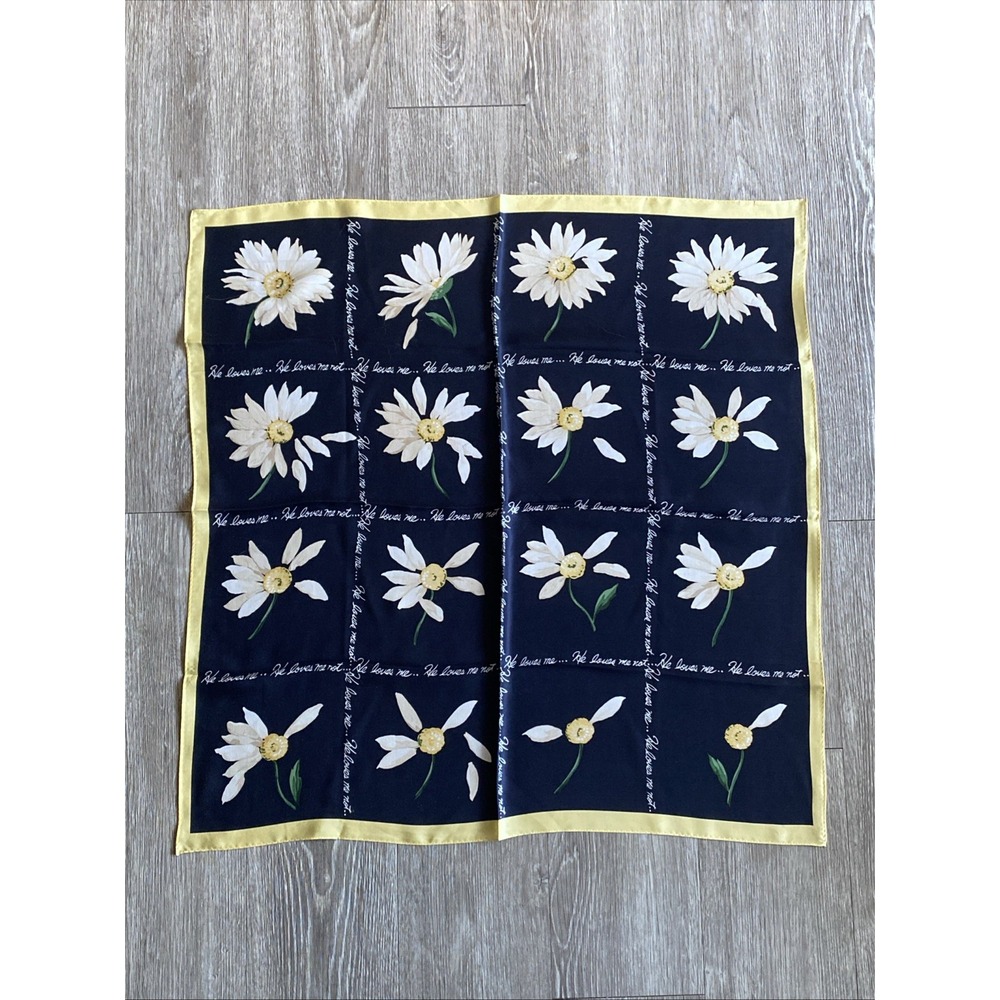 Talbots Women's Scarf He Loves Me, He Loves Me Not 100% Silk Floral Pedals 27"